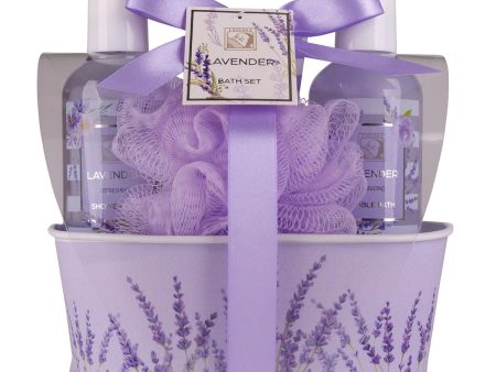 (Falta Baño de Burbujas) - Set de ducha y cuidado de regalo para mujer con aroma a lavanda en una elegante caja de metal - Set de piezas para bienestar y relajación Embalaje Deteriorado Online Sale