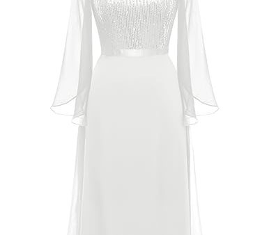 Talla 2XL - Vestido de Cóctel de Lentejuelas para Mujer DRESSTELLS, Manga 3 4, Blanco Online