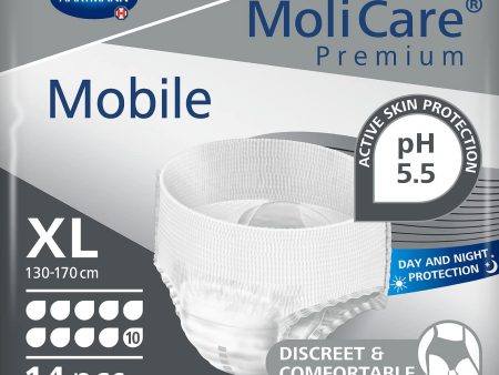 MoliCare Mobile: Pañales para Adultos con Incontinencia Severa, Ropa Interior Absorbente para Hombres y Mujeres, 10 Gotas, talla XL, 14 unidades Embalaje Deteriorado (Cad: 01 06 2029) Supply