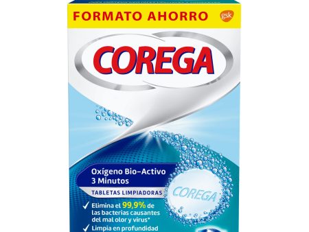 Tabletas limpiadoras para prótesis dentales Corega Oxígeno Bio-Activo, 108 tabletas Embalaje Deteriorado (Cad: 01 01 2027) Cheap