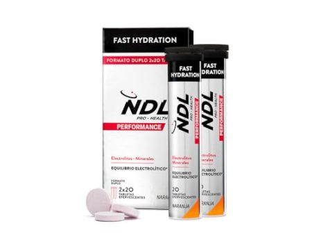 NDL Pro-Health Fast Hydration - Tabletas de Hidratación Rápida con Electrolitos y Sales Minerales para Deporte, Sabor Naranja, Pack de 2, 40 Tabletas Embalaje Deteriorado (Cad: 31 10 2026) Supply