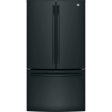 GE 36-inch, 27 cu.ft. Freestanding French 3-Door Refrigerator with Internal Water Dispenser GNE27JGMBB Supply